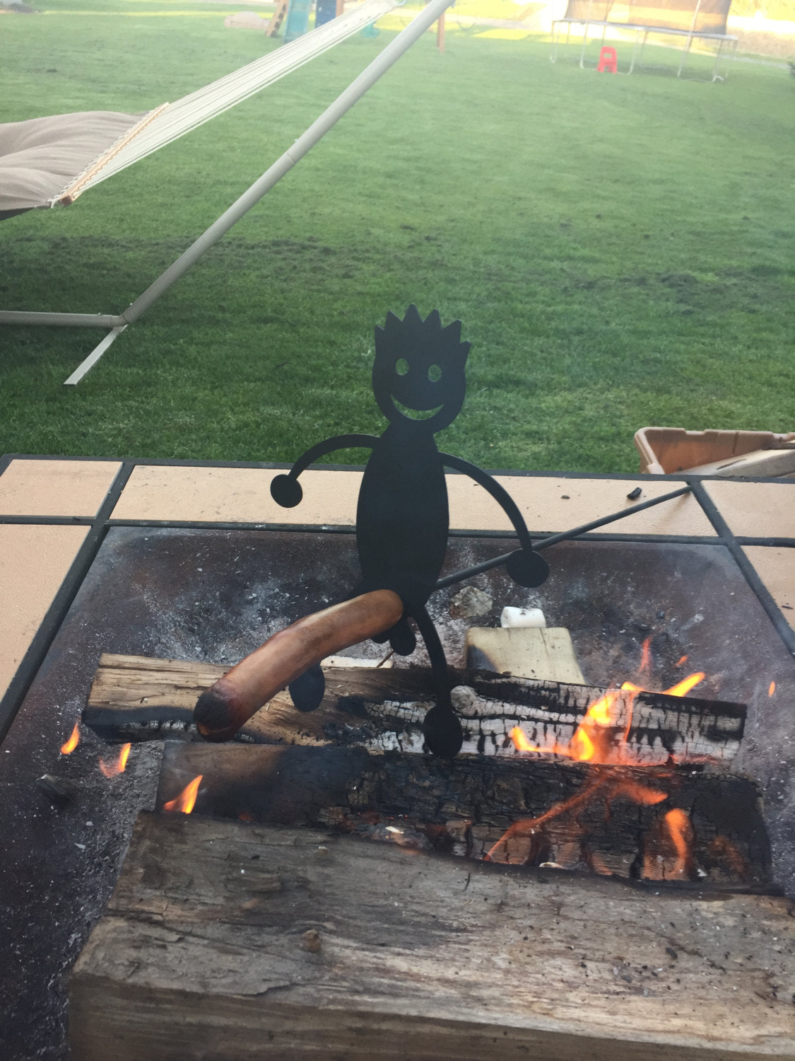 Guy Hot Dog Roasting Stick Man