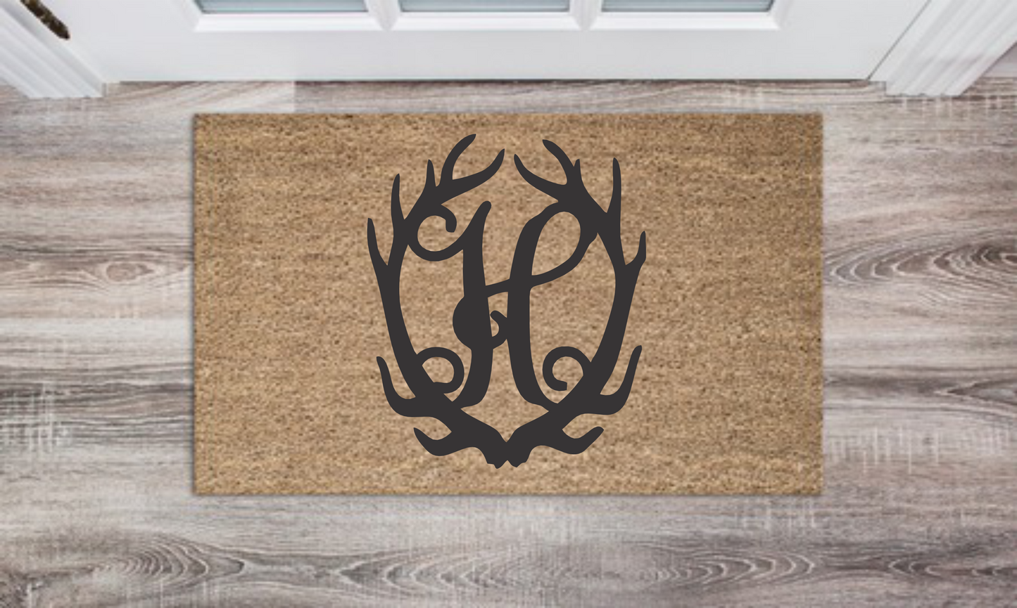 Deer Monogram Personalized Doormat Custom Doormat Wedding Gift Housewarming Gift Closing Gift Welcome Doormat Front Door Mat Farmhouse Decor