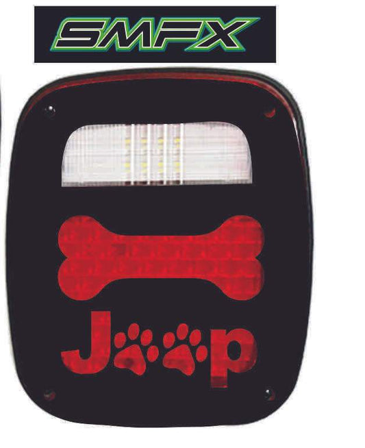 Dog Paw print bone tail light cover pair