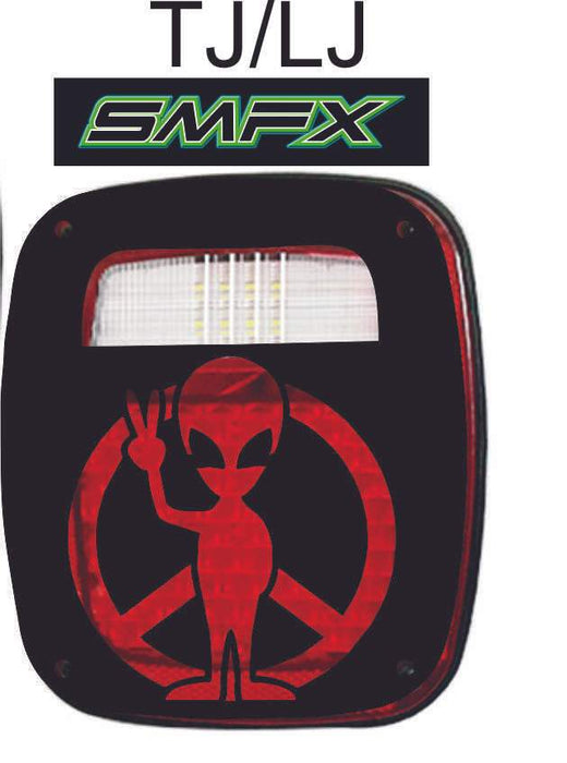 peace sign alien tail light cover pair