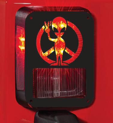 peace sign alien tail light cover pair