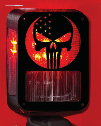 punisher skull stars tail light cover pair