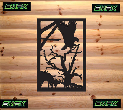 Eagle scene railing insert or wall sing home decor