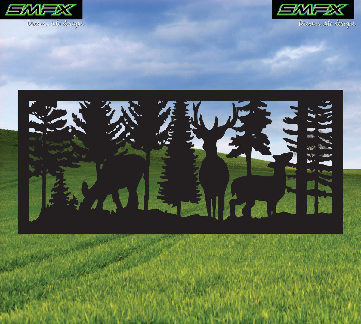 Deer Railing Insert Deer family buck doe and fawn railing insert or wall sing home decor ...