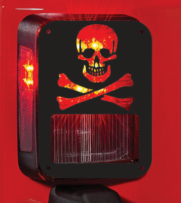 skull and bones pirate tail light cover pair