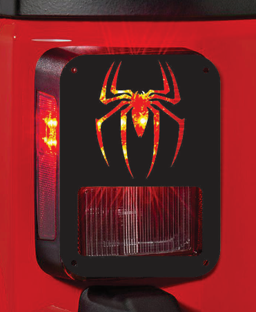 spiderman spider symbol face tail light cover pair