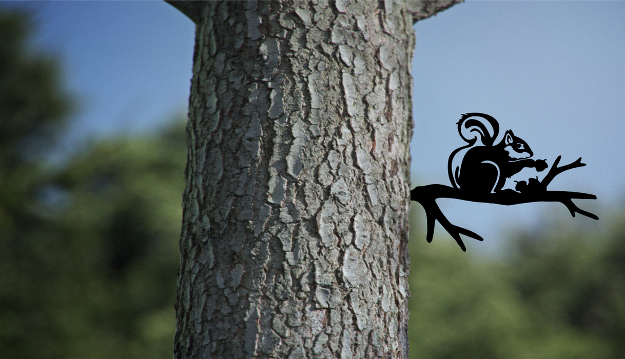 Squirrel On a Branch Tree Art Garden Yard Decoration Steel Animals Silhouettes