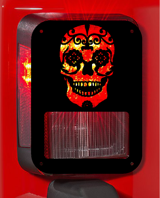 sugar skull tail light cover pair