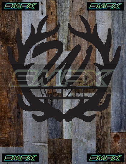 Antlers  Monogram metal sign deer hunting