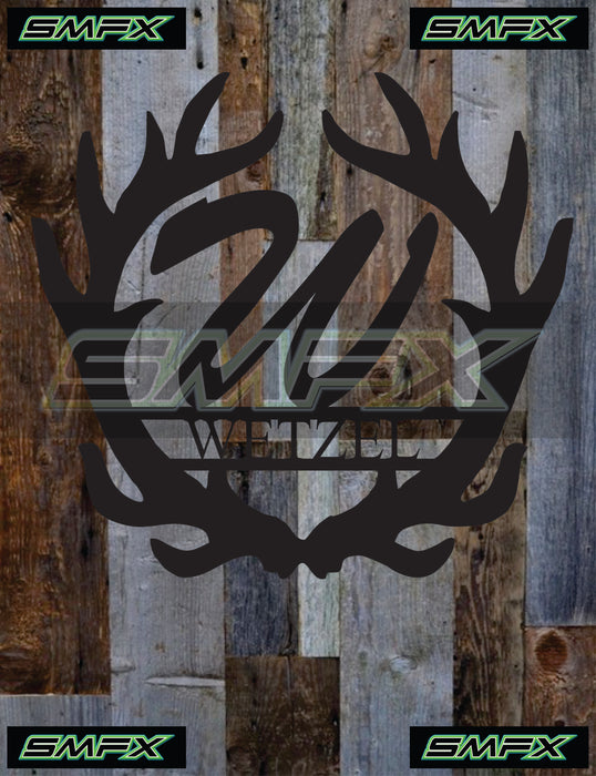 Antlers  Monogram metal sign deer hunting