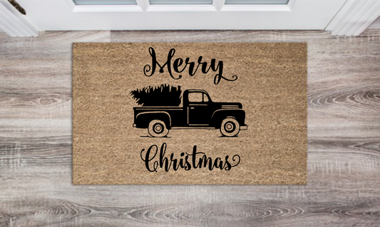 Merry Christmas truck Personalized Doormat Custom Doormat Wedding Gift Housewarming Gift Closing Gift Welcome Doormat Front Door Mat Farmhouse Decor