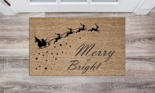 Merry Bright Personalized Doormat Custom Doormat Wedding Gift Housewarming Gift Closing Gift Welcome Doormat Front Door Mat Farmhouse Decor